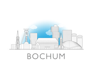 Obraz premium Bochum Germany skyline urban cityscape illustration drawing with landmarks