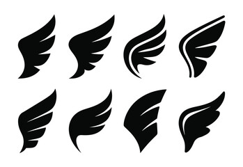 Fototapeta premium A collection of black wing icons on a white background
