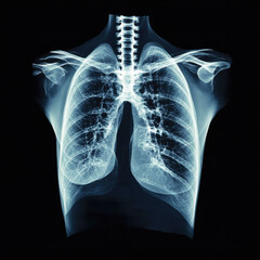 X-ray images of the human chest and skull showing bones and anatomy used for medical diagnosis and radiology