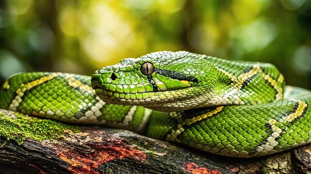Lush tropical rainforest with vibrant bird of paradise flower