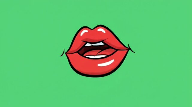 Animated Cartoon Mouth Talking Speaking Loop on Green Screen Background &mdash; 4K Chroma Key Animation