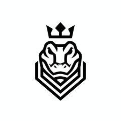 Obraz premium Black Lion Head Logo Design Crown 1.