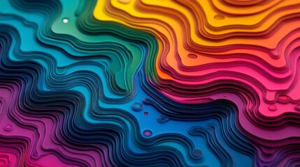 Fototapeta premium Vibrant Topographic Layers: Abstract Rainbow Gradient with Intricate Contour Lines and Dimensional Depth