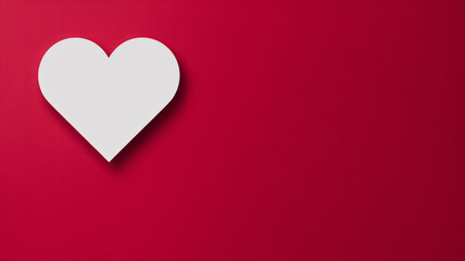White heart on red background for Valentine's Day