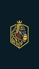Lion Head Crest Logo Design Element.