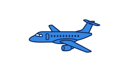 Flat vector icon of a commercial passenger jet airplane, isolated object, modern flat and outline style