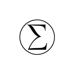 Sigma Symbol in Circle Logo Design.