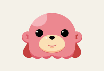 Fototapeta premium Adorable Cartoon Sea Otter Illustration with Round Face and Cute Expression on Off-White Background