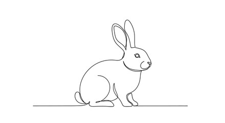 Obraz premium Minimalist continuous line drawing of a rabbit.