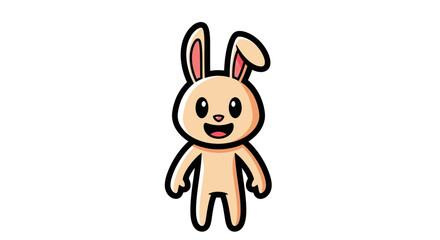 Fototapeta premium A cute and happy cartoon bunny character standing and smiling.