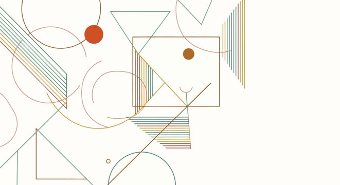 Modern abstract geometric pattern with soft color lines and shapes.
