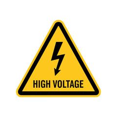 High Voltage Warning Sign with Lightning Bolt Symbol Indicating Electrical Danger and Risk for Safety Awareness
