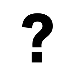 A large black question mark symbol