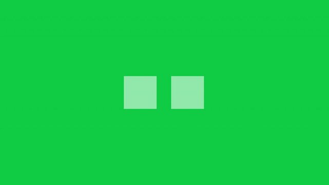 Two Squares Loading Modern Loop Animation - White Boxes Buffering Isolated On Green Background
