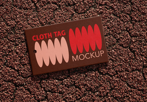 Real photo of Cloth hang Tag Placed on Surface. PSD template mockup.
