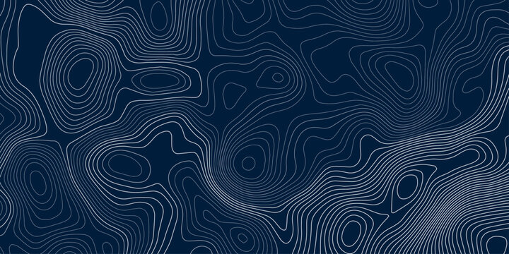 Abstract Blue Topographic Map Background with Flowing Teal Contour Lines, Modern Geographic Terrain Pattern for Data Mapping, Technology, and Cartography Illustration.