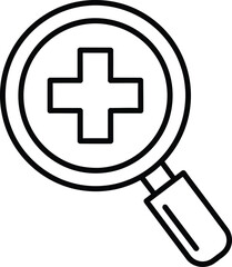Fototapeta premium A magnifying glass with a plus sign, symbolizing zoom in or medical search