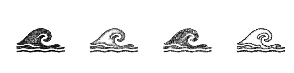 Naklejka premium Sketch wave icon design set