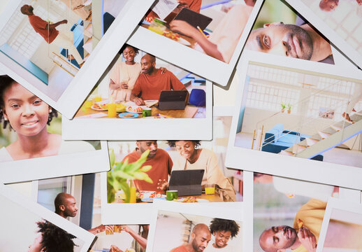 Real photo of Instant Photo Collection. PSD template mockup.