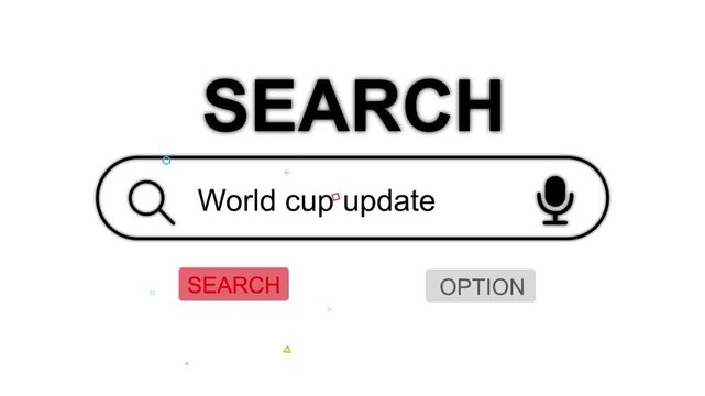 Search bar with cup update query on a white background with search and option buttons microphone magnifying glass