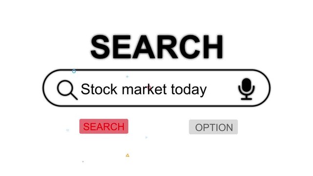Stock market search bar interface with microphone and buttons for online research and financial information