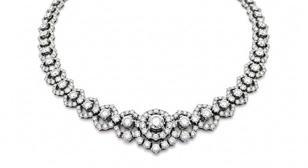 Obraz premium Elegant diamond necklace isolated on white background for jewelry design