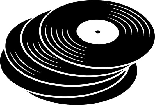 Stack of Vinyl Records Silhouette Vector &ndash; Retro LP Disc Collection Icon