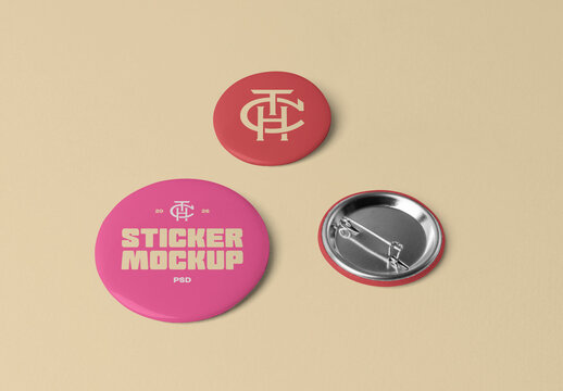 Three Circle Lying Badge Mockups