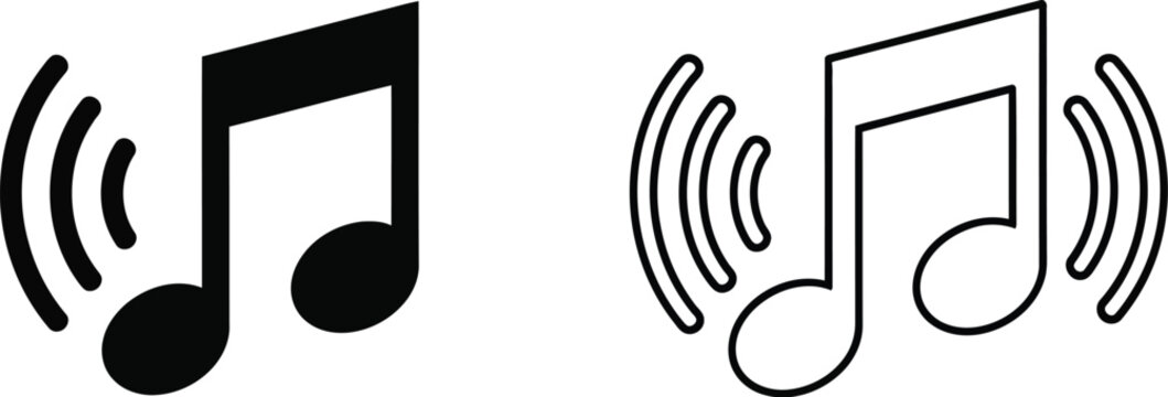 Music notes sound waves isolated on transparent background, Vector