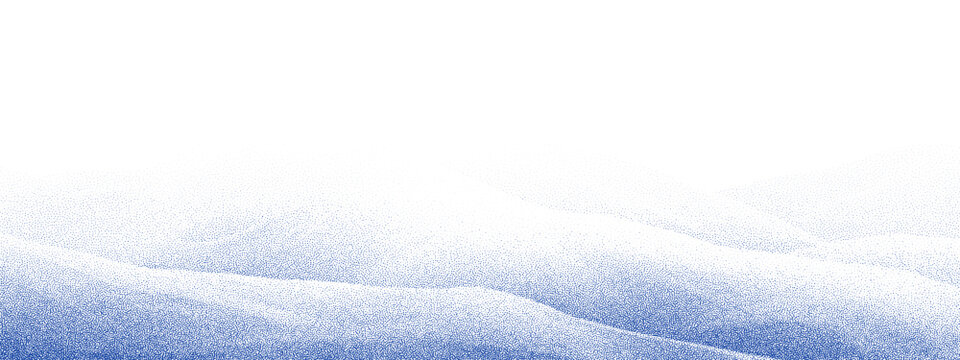 Winter snow scene with 3D white snowdrifts and realistic snowy landscape. Perfect background for holiday designs, featuring ice covered ground and mountain borders.