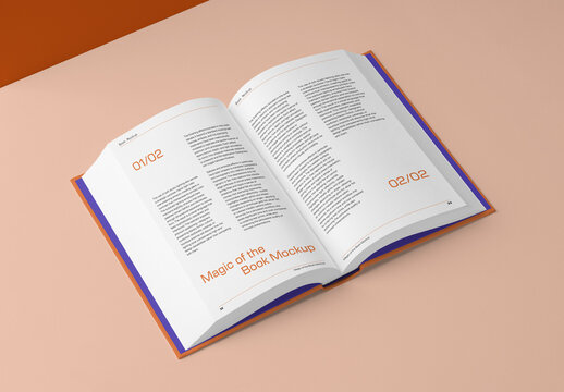 Open Hardcover Book PSD Mockup