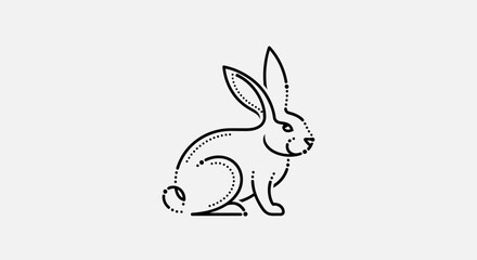 Obraz premium Simple Line Drawing of a Rabbit.
