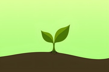 Fototapeta premium Sprout Emerging from Soil on a Green Background