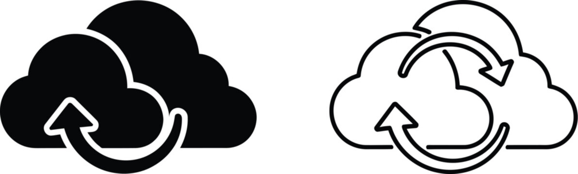 Cloud sync icons isolated on transparent background, Vector