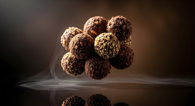 Light cocoa dessert floating art.