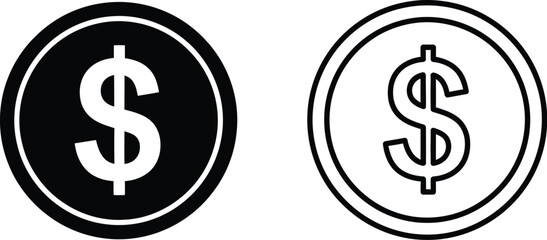 Obraz premium Dollar sign coins symbols isolated on transparent background, Vector