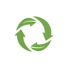Fototapeta premium Green recycling symbol with leaves, representing eco-friendly and sustainable practices