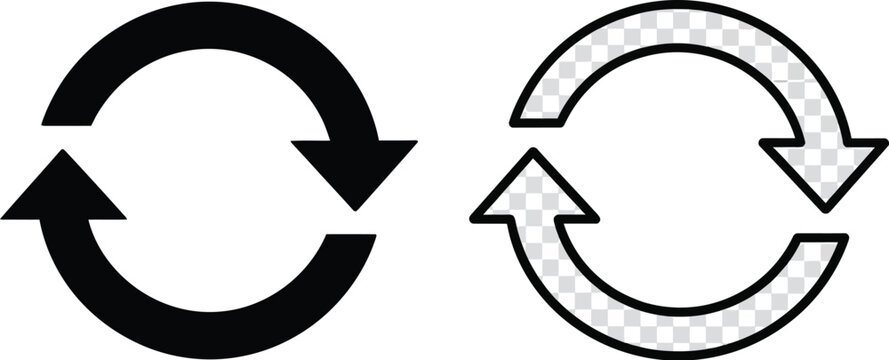 Recycling swap symbol arrows circular icons isolated on transparent background, Vector