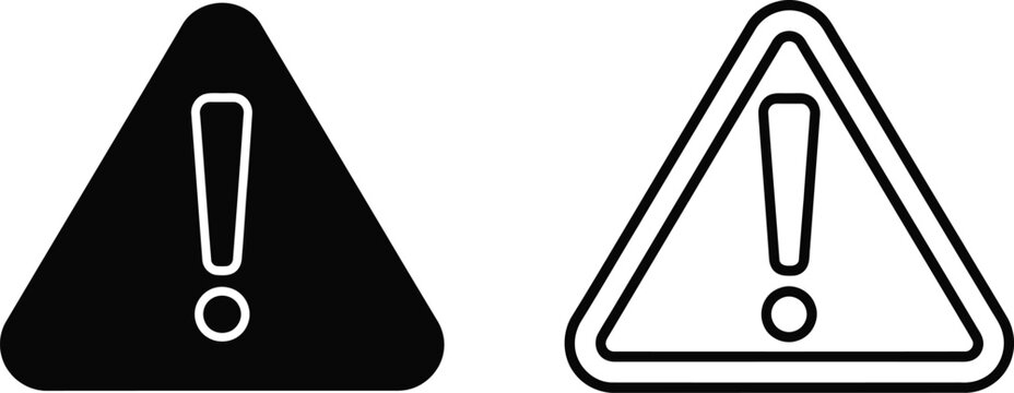 Warning signs icons isolated on transparent background, Vector