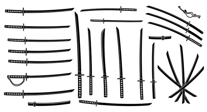 Collection of Japanese Samurai Swords and Katana Blades