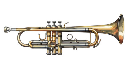 Obraz premium Brass military trumpet with detailed design and shiny finish 