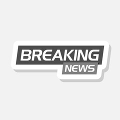 Obraz premium Breaking News Banner Simple sticker isolated on gray background