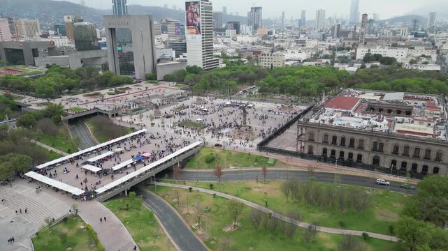 Macroplaza Monterrey Mexico - Aerial Video 4k