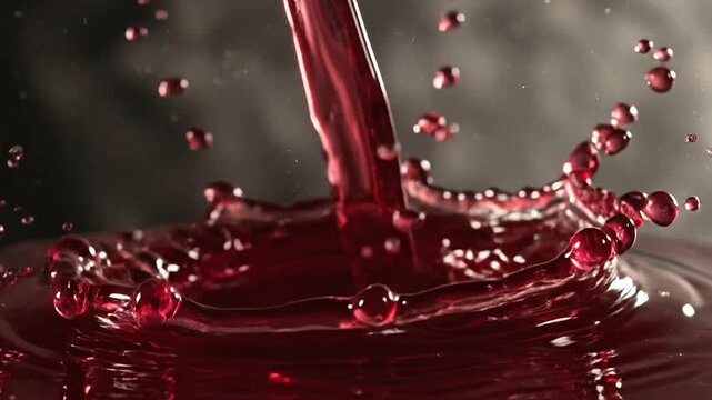 A dark red liquid splashes creating a crown shape