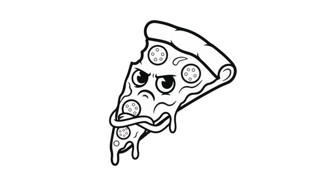 Judging Pizza Slice Character with Angry Face Expression for Fast Food Marketing Junk Food Addiction and Cheat Day Concept
