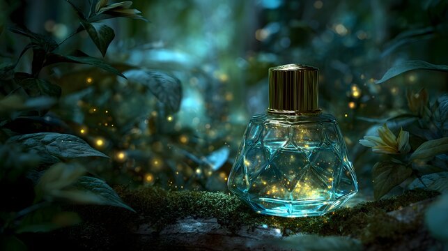 Enchanted Forest Perfume Bottle with Magical Glowing Lights.