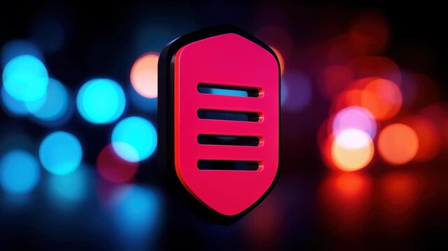 Digital Security Symbol: A modern digital shield logo, rendered with a sleek, vibrant aesthetic. The design exudes confidence and technological advancement.