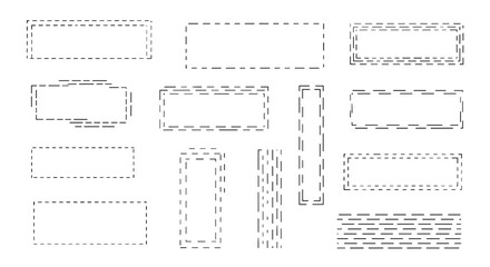 Fototapeta premium Collection of dotted and dashed rectangular frames for design elements