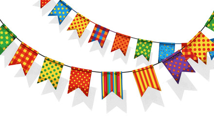 Fototapeta premium Colorful party bunting flags with various patterns and bright colors