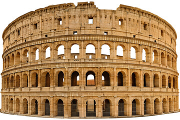 Naklejka premium Ancient Roman Colosseum isolated on a transparent background architecture stone